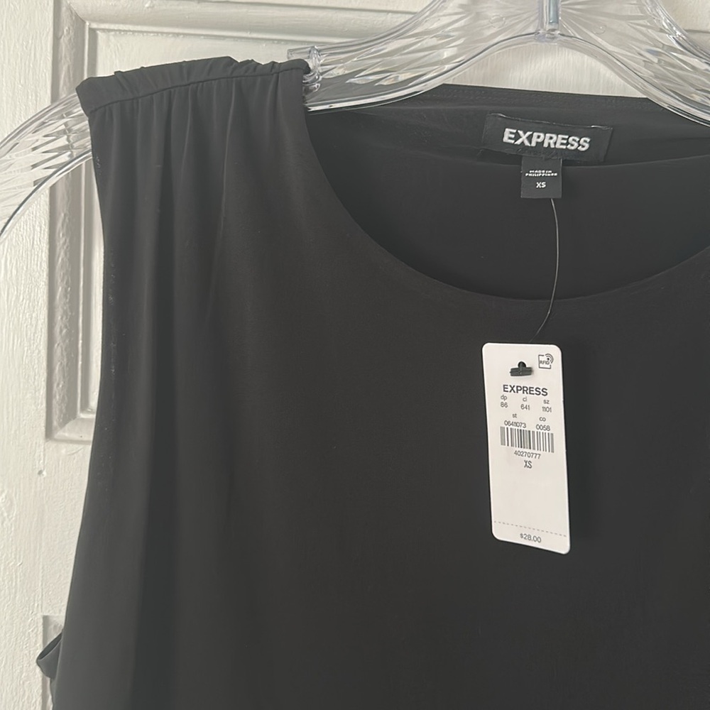 *NWT* Express Women's Sleeveless Black Blouse, Sz. XS